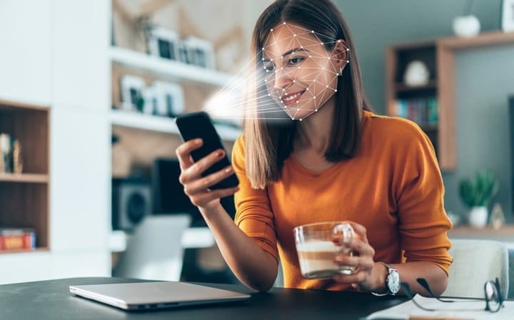 A woman identifies herself online to open a bank account