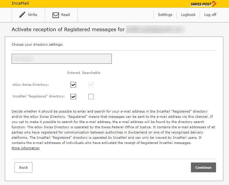 Screenshot of receiving registered mail